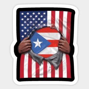 Puerto Rico Flag American Flag Ripped - Gift for Puerto Rican From Puerto Rico Sticker